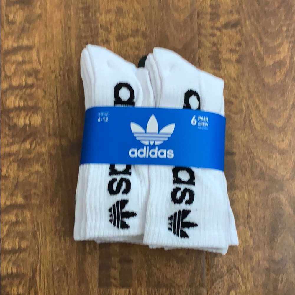 Adidas Crew Socks 6 Pack Shoe Size 6-12